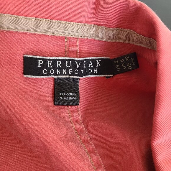 Peruvian Connection Paola Denim Trench Coat Coral 2 - Picture 9 of 9